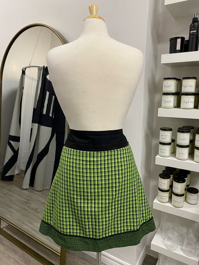 Pre Loved,  Zand Amsterdam Adjustable Skirt, Green Plaid Reversible