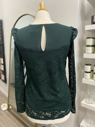 Pre Loved, RW & Co Green Long Sleeve Lace Top