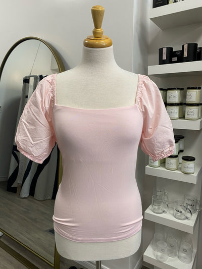 Pre Loved, Ever New Pink Puff Sleeve Modal Top