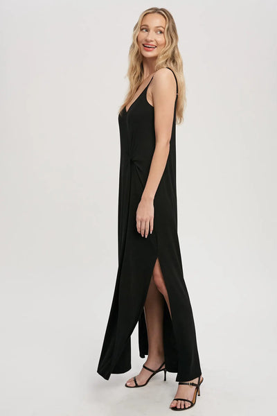 Pre-Loved Mavis, Tank style Knotted Jersey Maxi Dress, Black, New With Tags