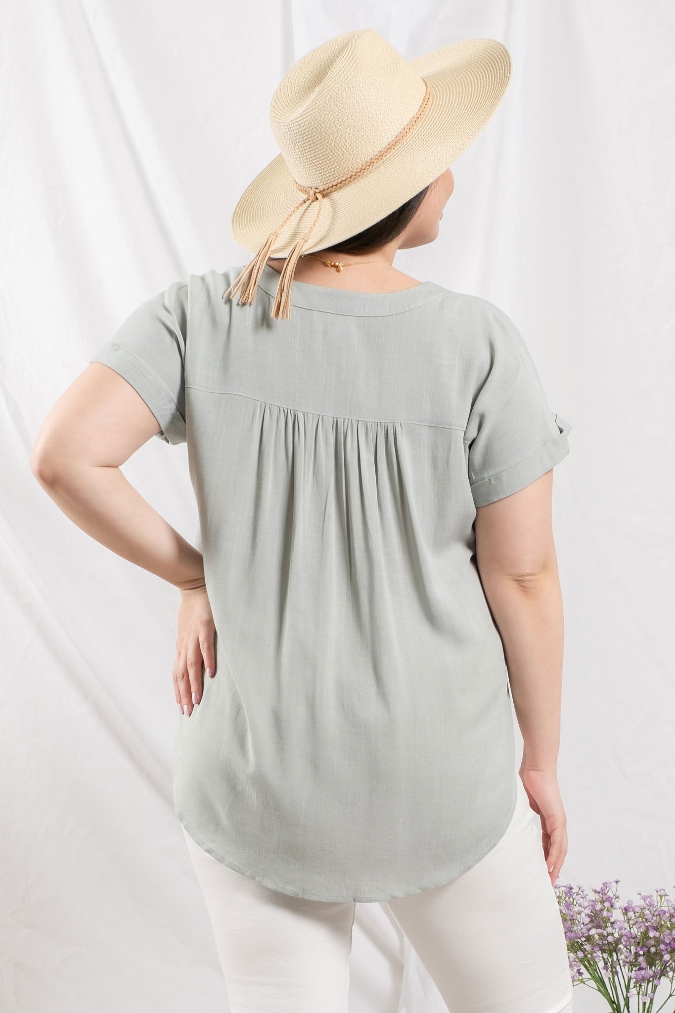 Pre-Loved Amaryllis Top PLUS, Sage *New with Tags