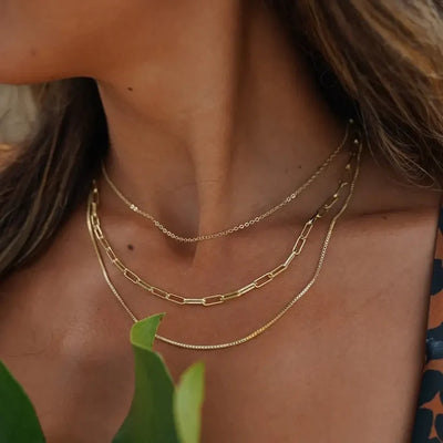 Emmie, Triple Layered Necklace, Waterproof, Gold Plated