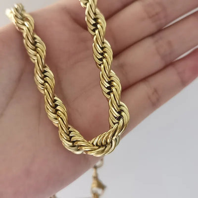 Harris, Wide French Rope Necklace, Gold Plated