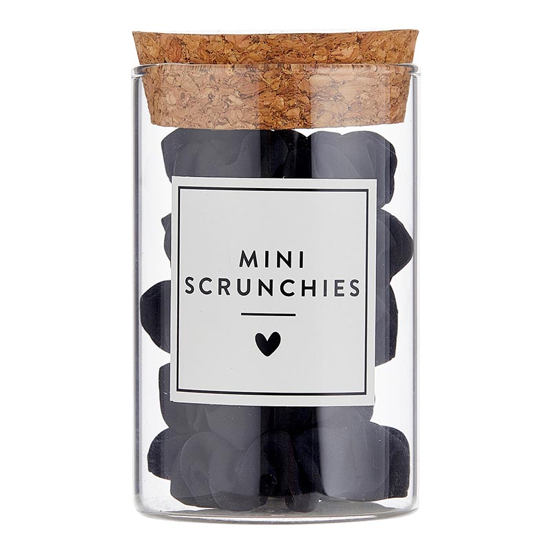 Mini Satin Scrunchies in Jar, Black