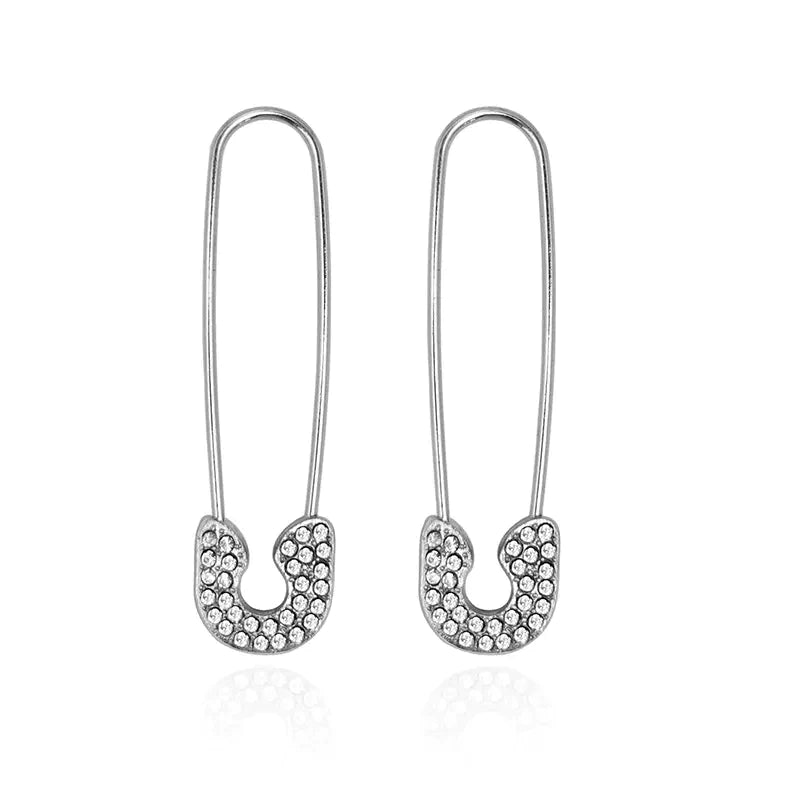 Madden Safety Pin Earrings, Silver
