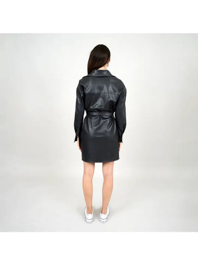 Sharl Vegan Leather Shirt Dress/Jacket