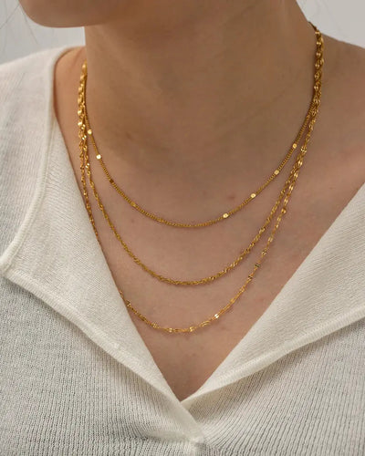 Thea, Triple Layered Necklace, Gold Plated