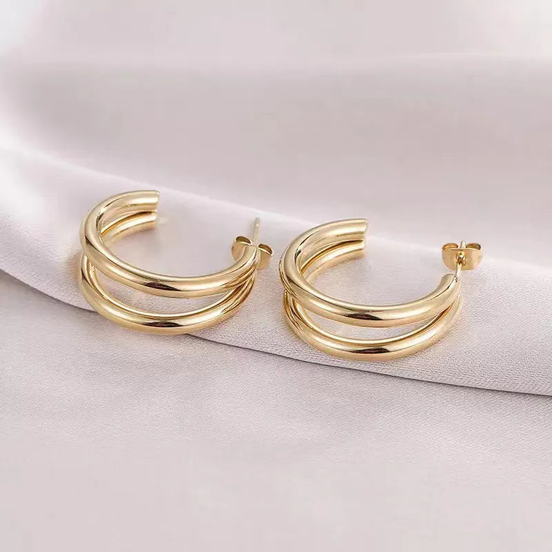 Unity, Double Hoop Earrings, Gold or Silver Plated