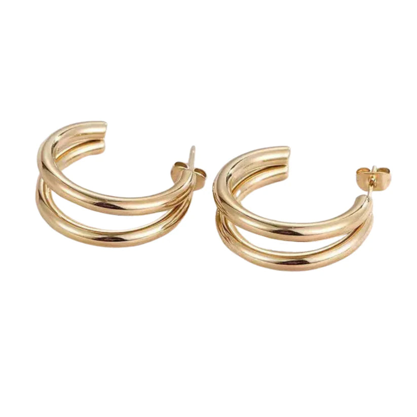 Unity, Double Hoop Earrings, Gold or Silver Plated