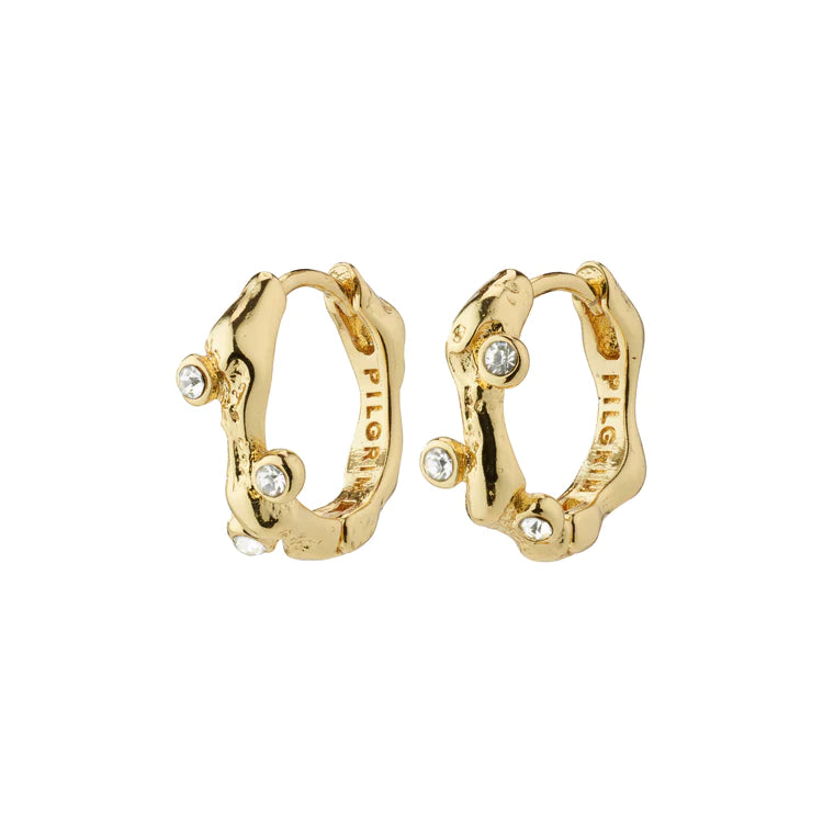 Urszula, recycled crystal hoop earrings gold-plated