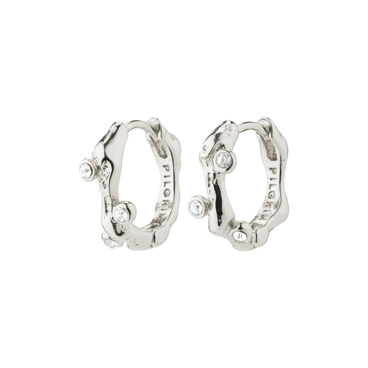 Urszula, recycled crystal hoop earrings Silver-plated
