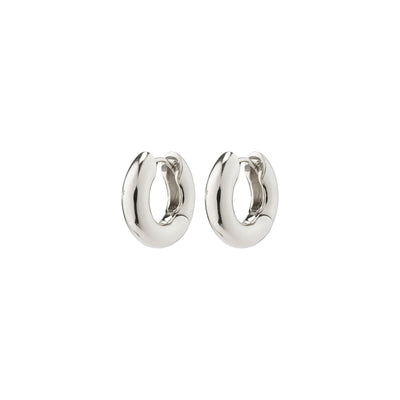 Aica, recycled chunky huggie hoops, Silver