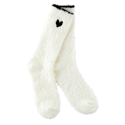 Cozy Socks W/ Black Hearts