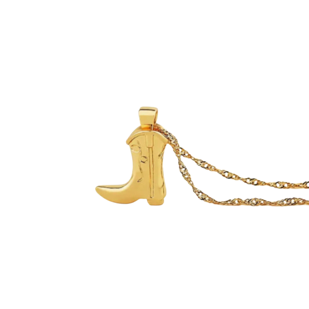 Chloe the Cowgirl, Necklace, Cowboy Boot, Gold Plated