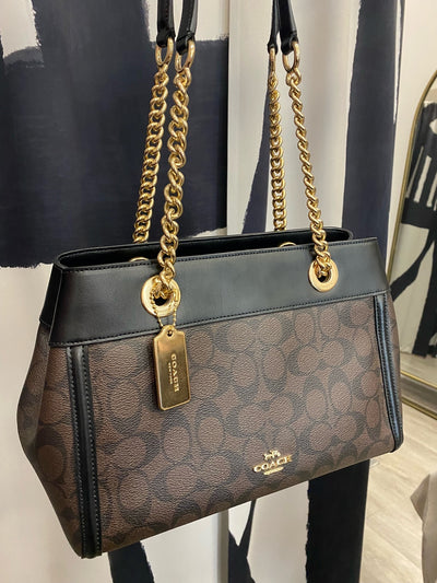 Pre-loved, Coach Bag, Signature Canvas Gold Hardware