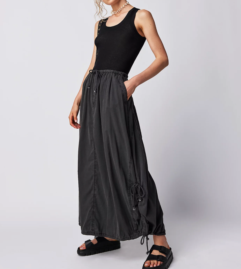 Free People Picture Perfect Parachute Skirt, Black