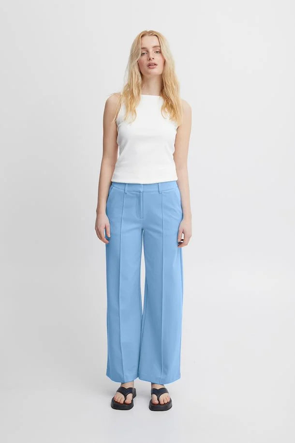 Pre Loved, Ichi, Kate Wide Leg Pants, Little Boy Blue, New With Tags (From Remi's Closet)
