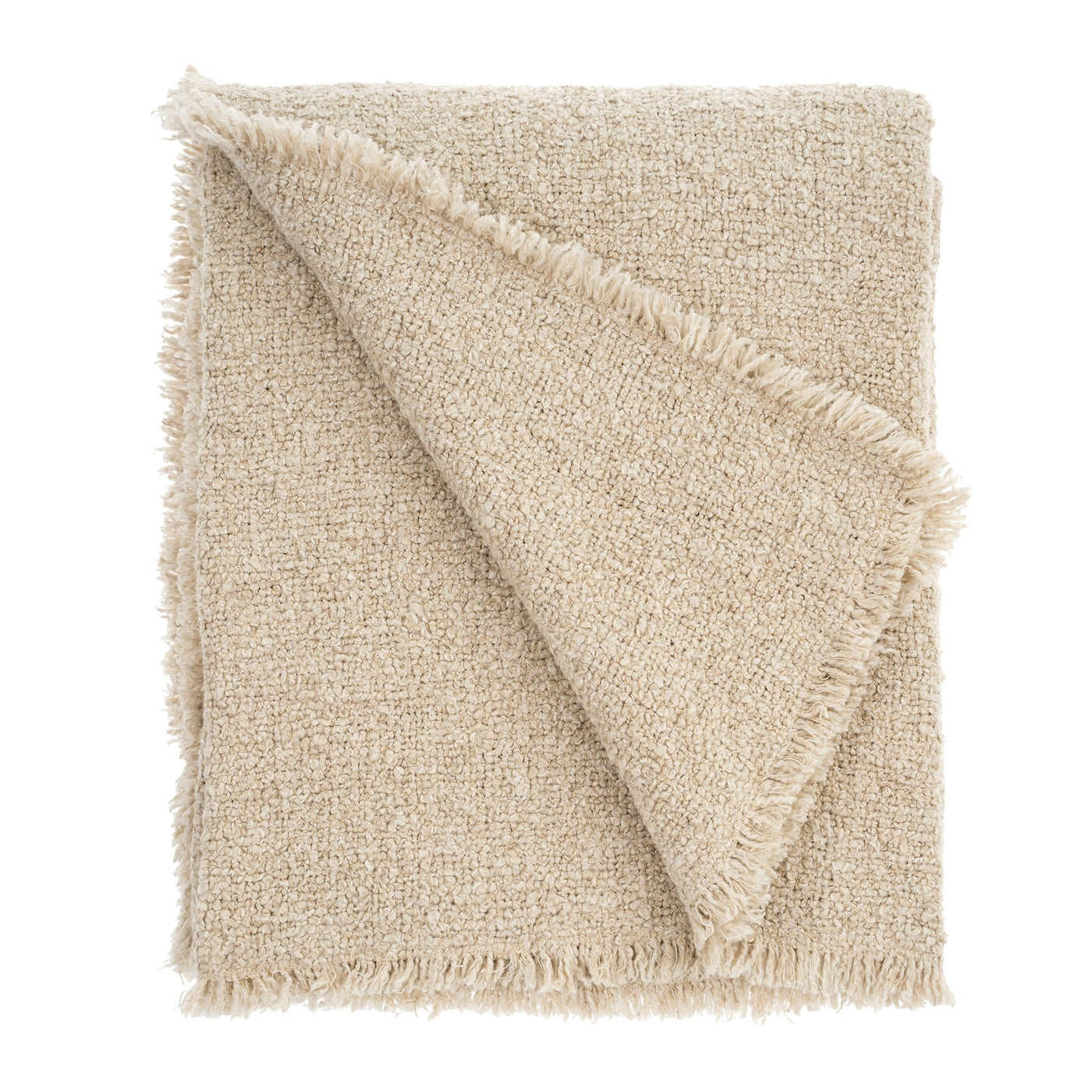Fringed Boucle Throw, Natural