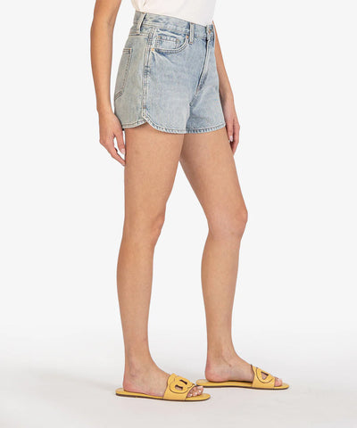 Kut from the Kloth Jane High Rise Shorts, Curved Hem. Able Wash