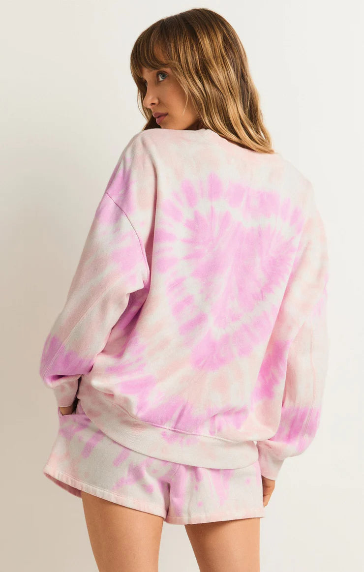 Z Supply Lovers Only Tie Dye Sweatshirt, Cotton Candy