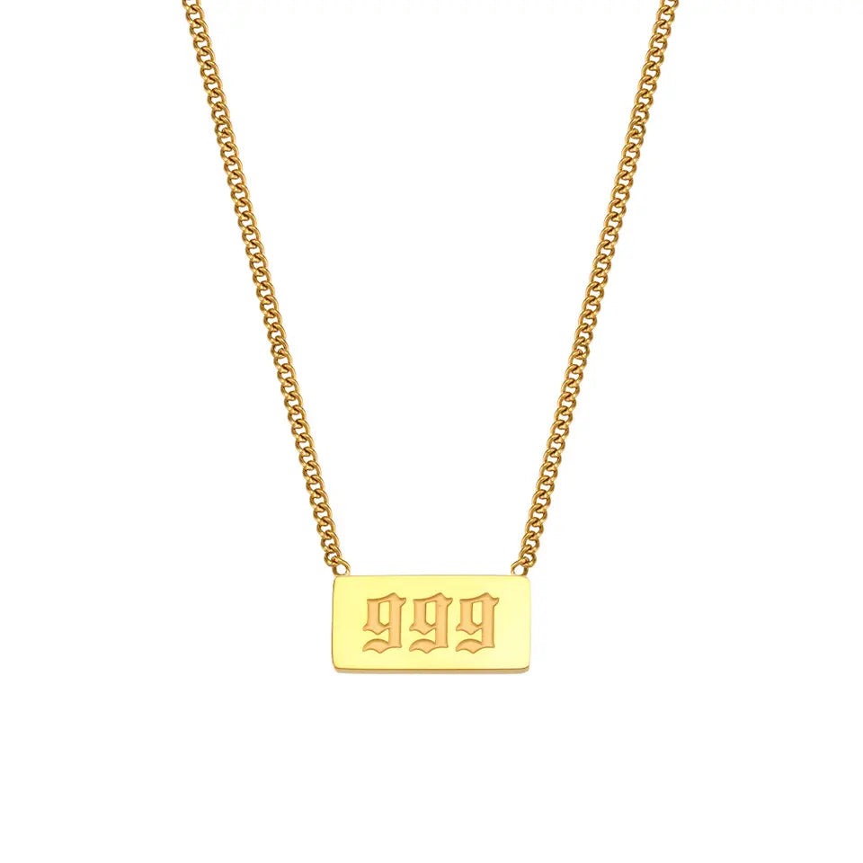 Angel Numbers Necklace, Gold Plated