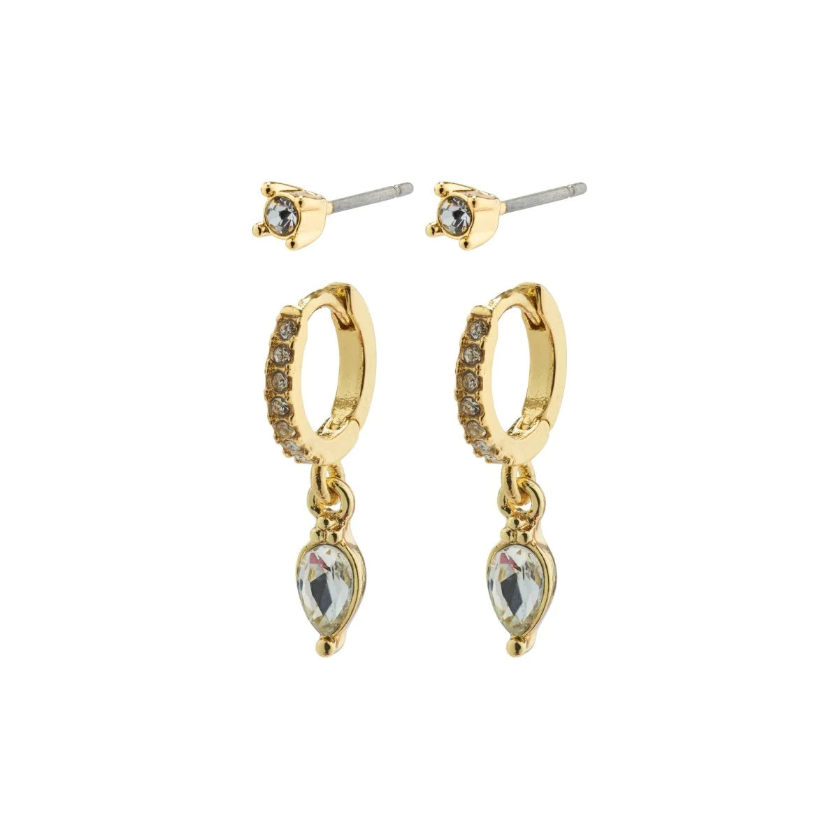 Elza Crystal Earring Set, Gold
