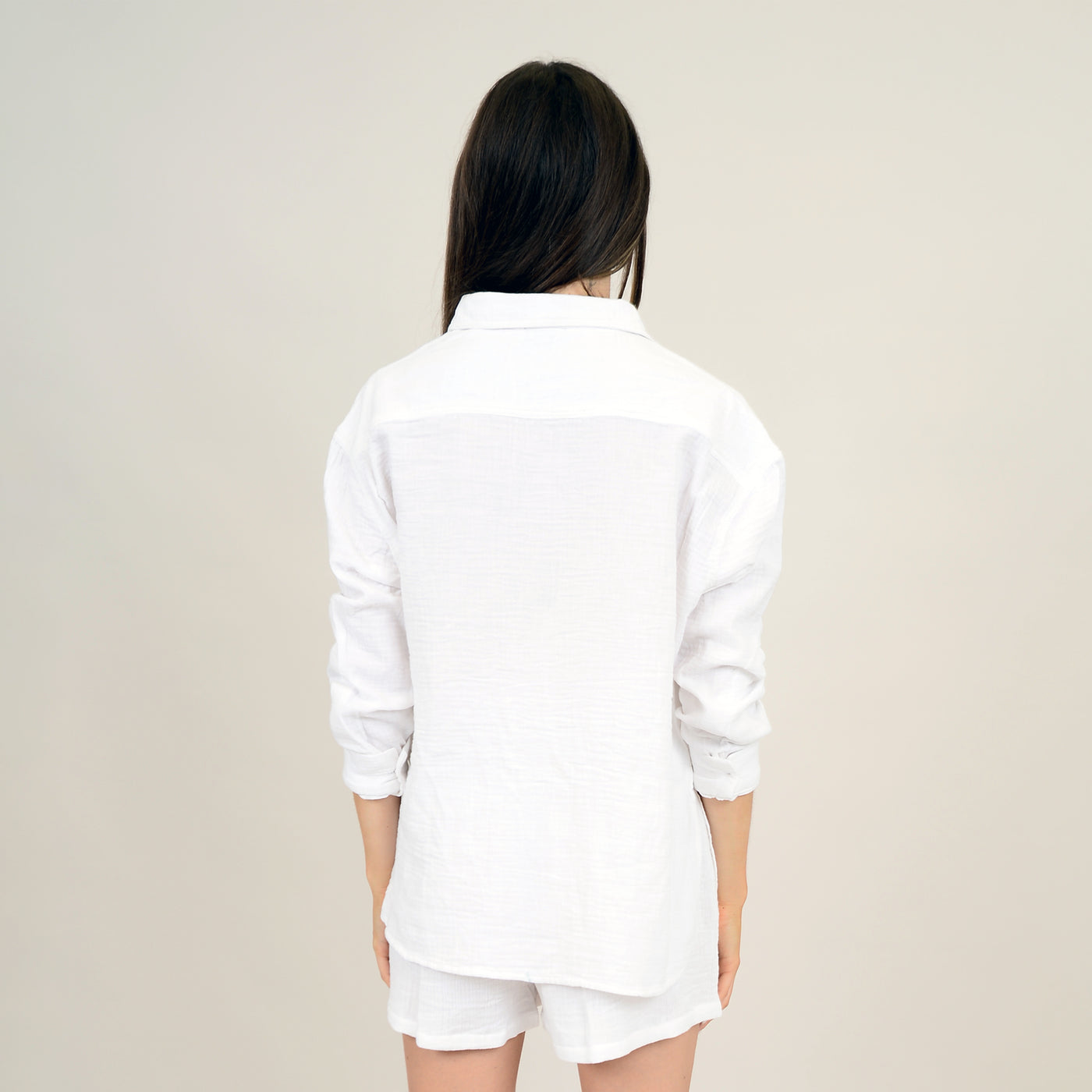 Alaia Bubble Gauze Long Sleeve Shirt, White