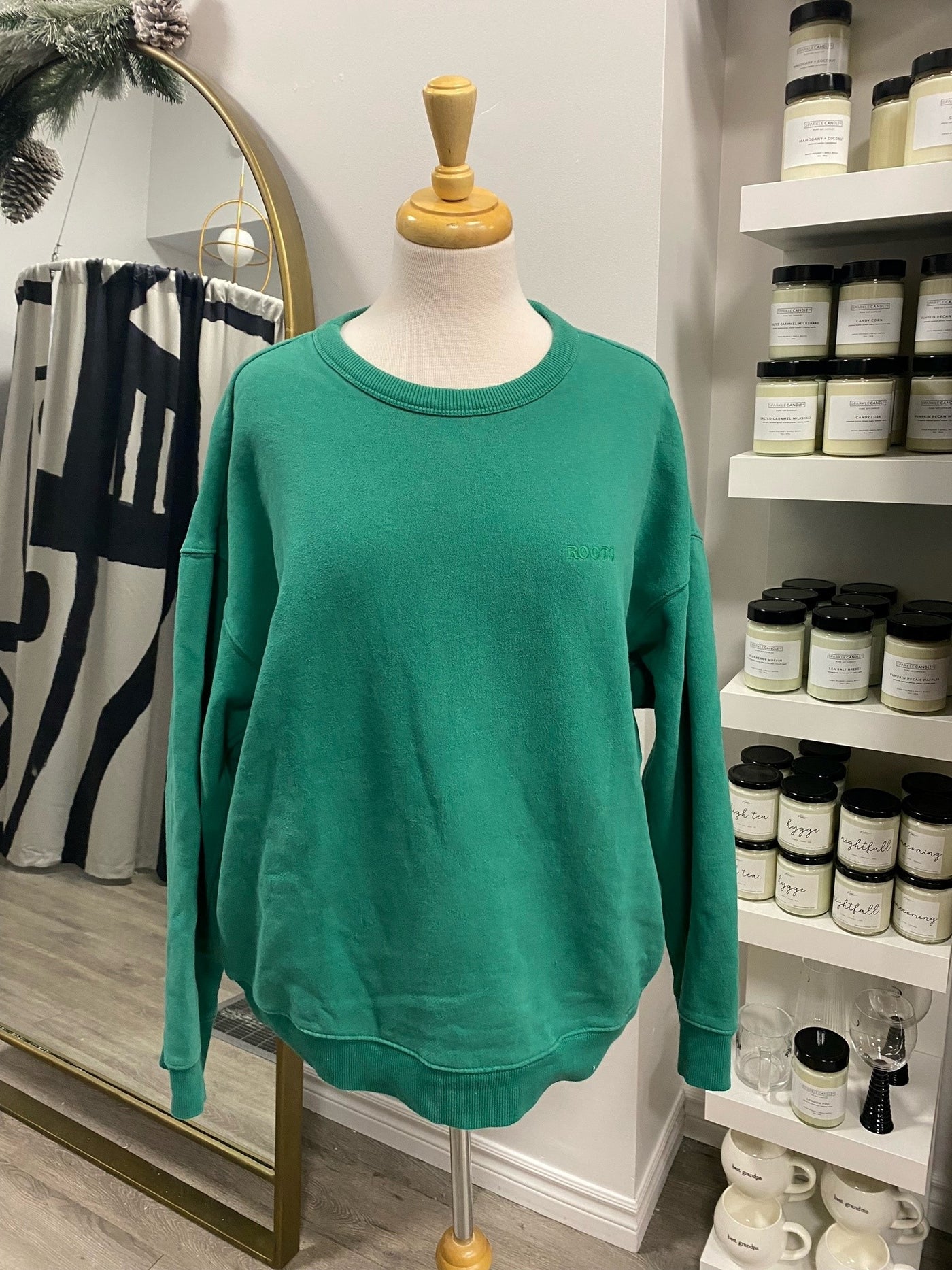 Pre-Loved, Roots Crewneck Sweater, Green (Unisex)
