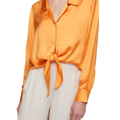 Pre Loved Tie Front Button Up, Orange *New With Tags*
