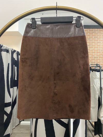 Pre Loved, Danier Leather Skirt, Brown