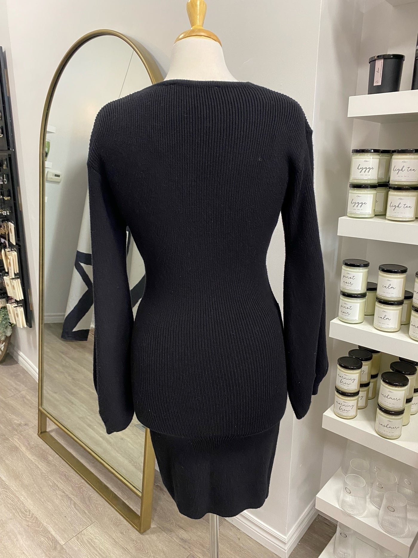 Pre Loved, Tie Front Sweater Dress, Black