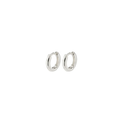 Tyra, recycled chunky mini hoop earrings, silver-plated