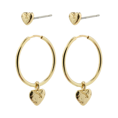 Jayla Heart Pendant 2 in 1 Earring set, in Gold (6816245743678)