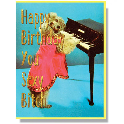Happy Birthday Card. Happy Birthday you sexy bitch with dog on front