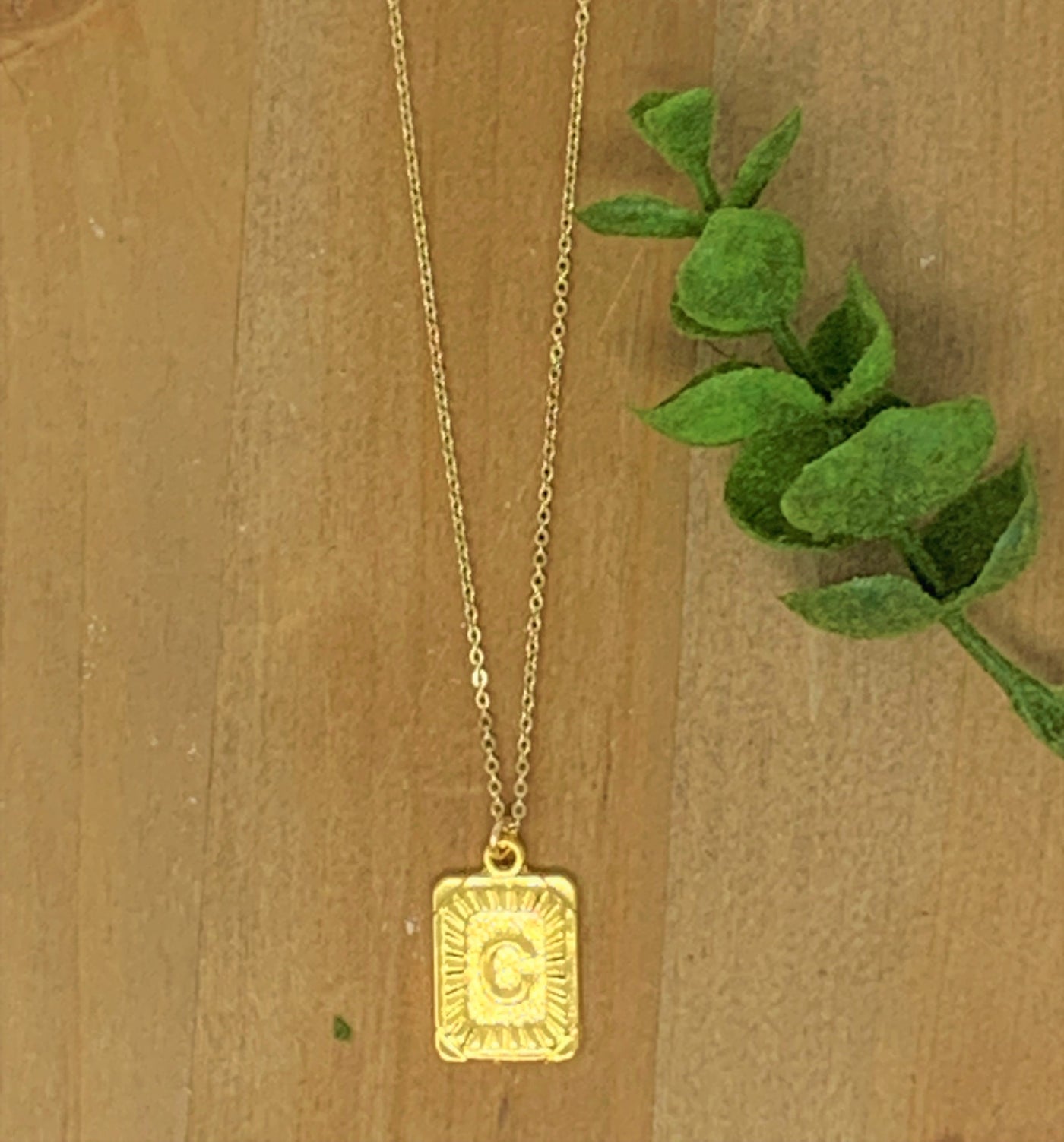 Initial Necklace, Square Pendant (6657081835582)
