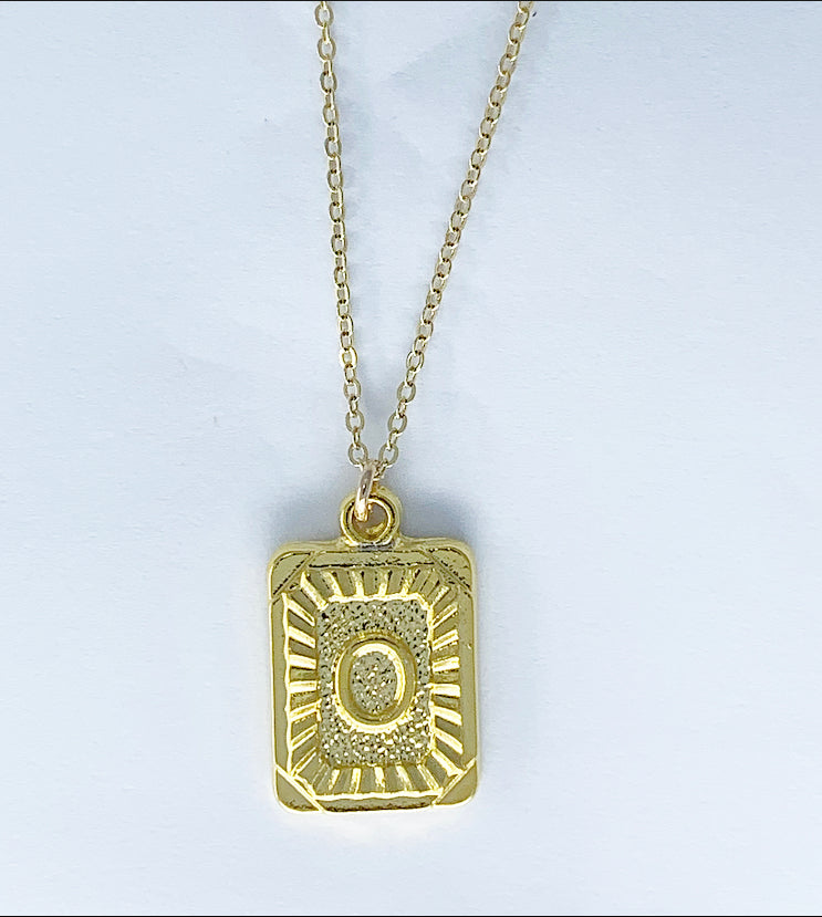 Initial Necklace, Square Pendant (6657081835582)