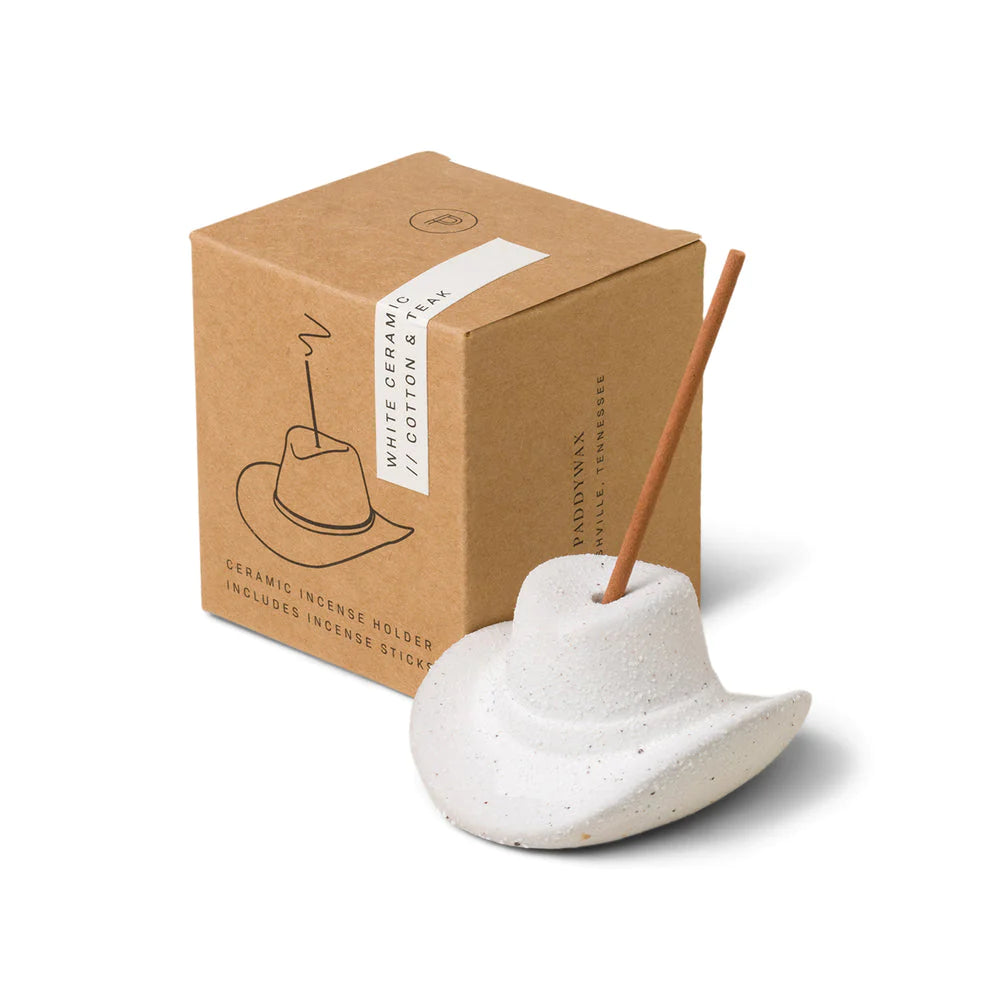 Cowboy Hat Incense Holder, White (Includes 100 Short incense sticks)