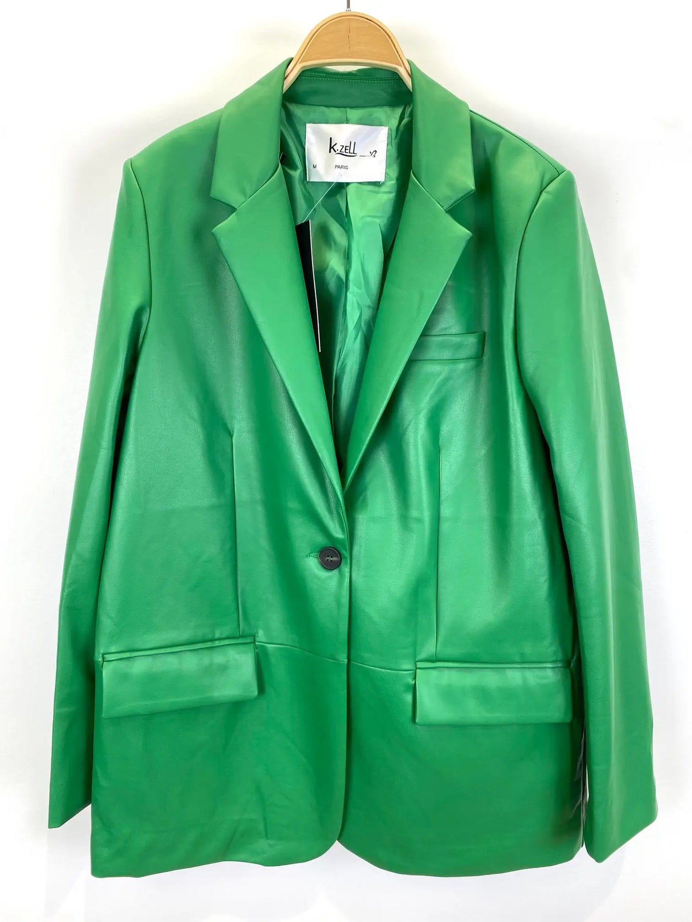 LAST ONES: Andie Faux Leather Blazer, Green