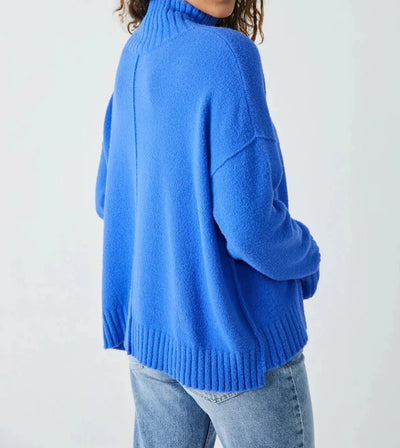 cobalt blue turtleneck sweater