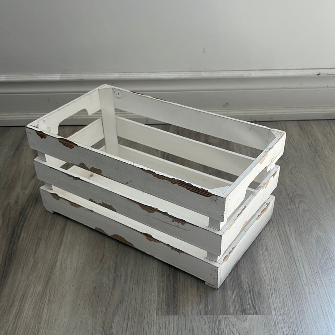 X Small White Rustic Display Crate