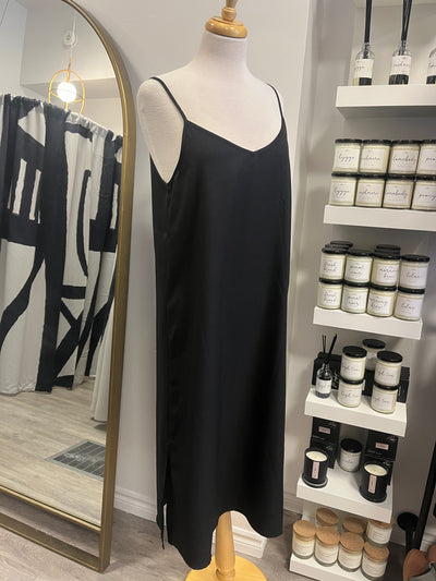 Pre-Loved, Black Midi Slip Dress (From Michele's Closet)