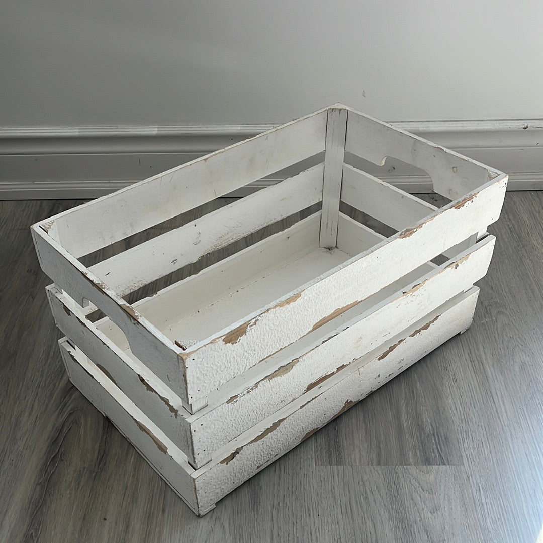 Medium White Rustic Display Crate