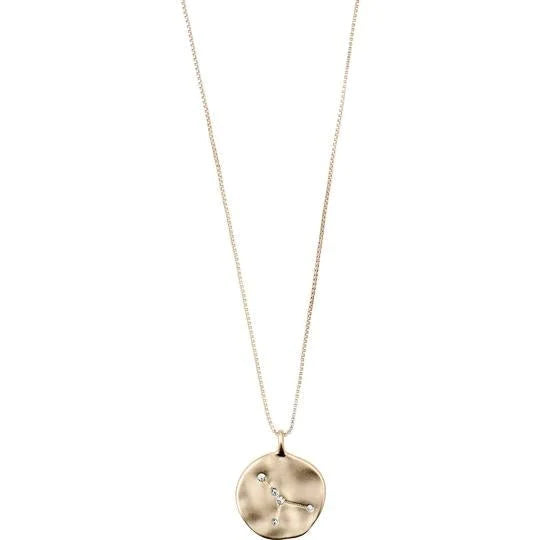 Gold Placed Cancer Horoscope Necklace