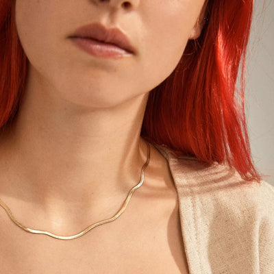 Joanna Snake Chain Necklace, Gold Plated (7012996448318)