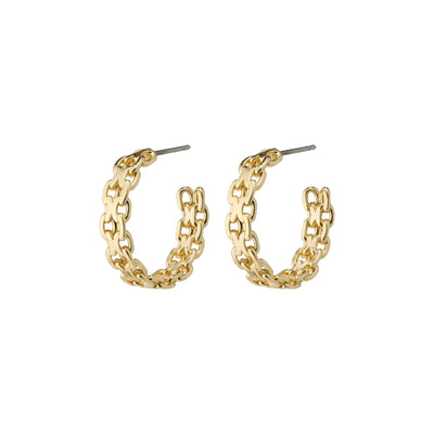 Peace Chain Hoop Earrings, Gold