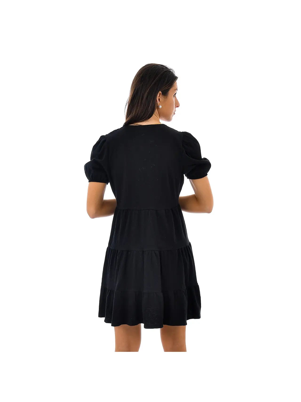 Tatiana Tiered Ruffle Dress, Black (last one)