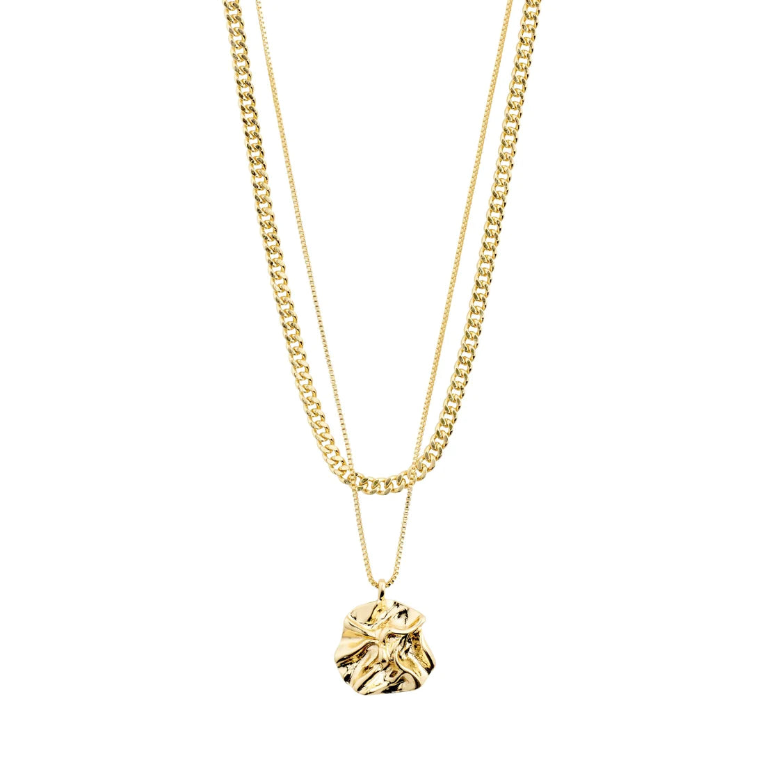 Gold 2-in-1 necklace with circular pendant