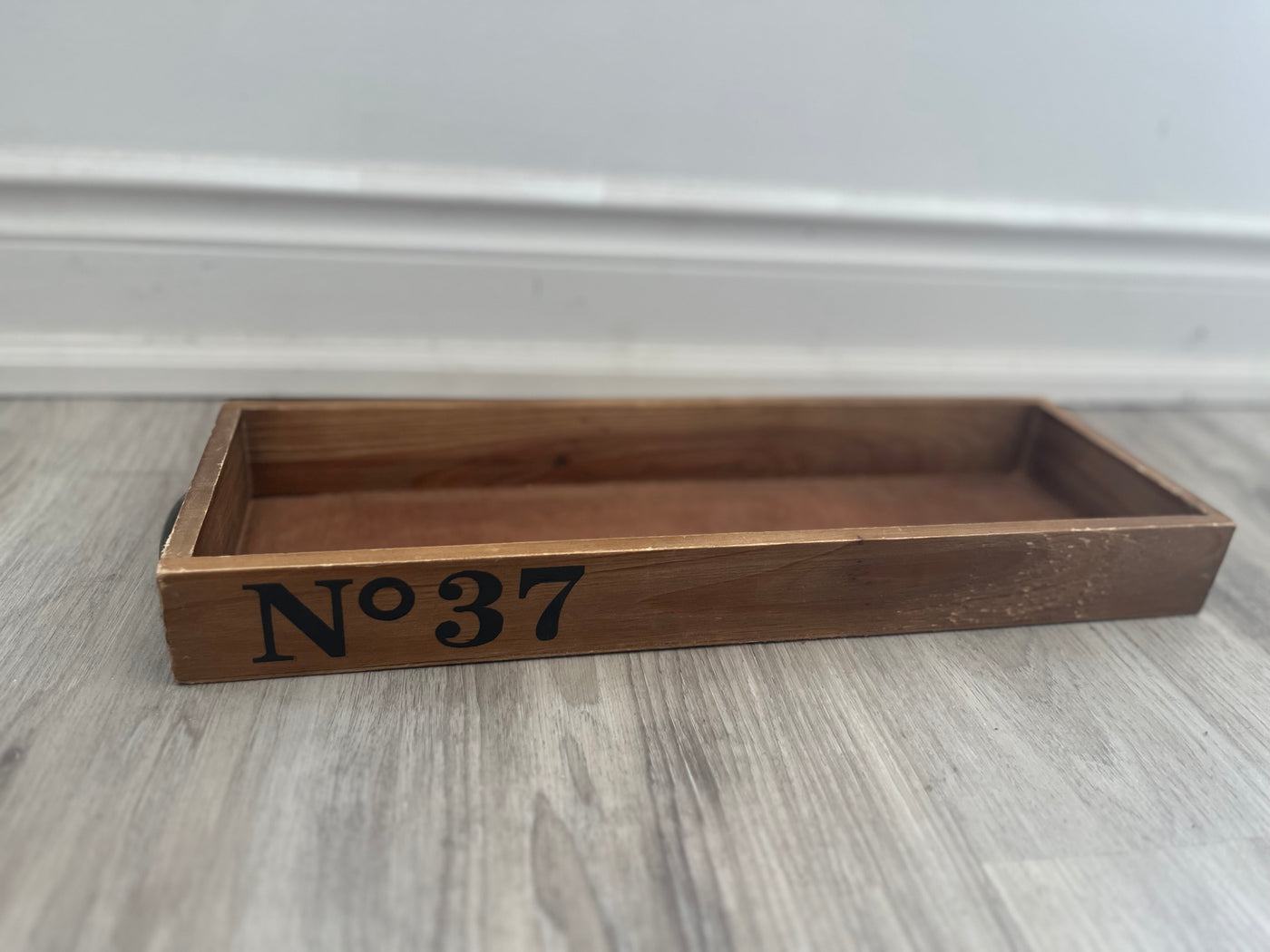 Wooden Tray with metal handles